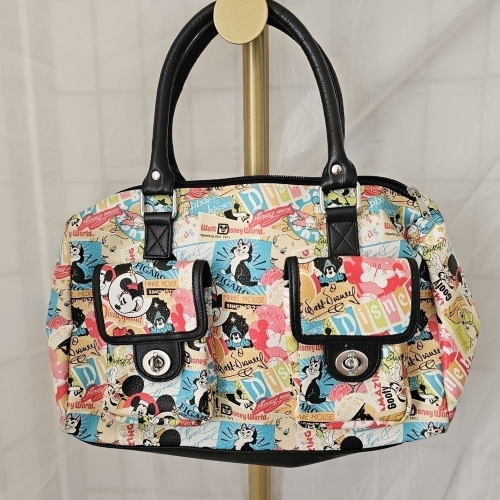 DISNEY PARKS Authentic Vintage-Classic Collage Purse Mickey Mouse & Friends - Picture 2 of 9